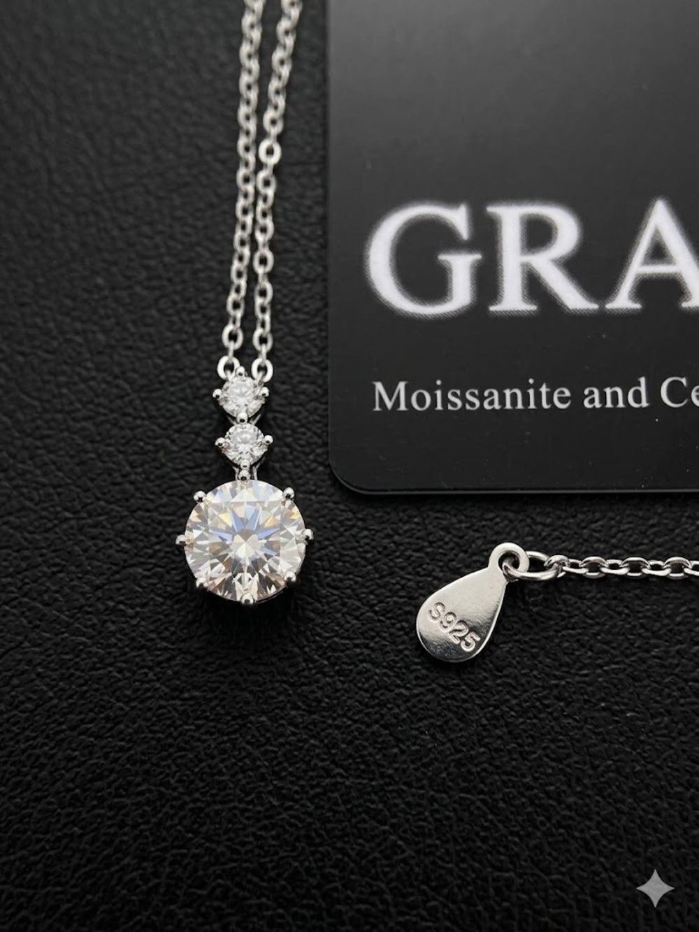 New ✨ 1ct Moissanite Pendant Necklace in .925 Sterling Silver | GRA Cert